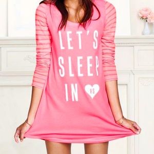 Victoria’s Secret Let’s Sleep In Night Shirt Dress Pink Sparkle XS